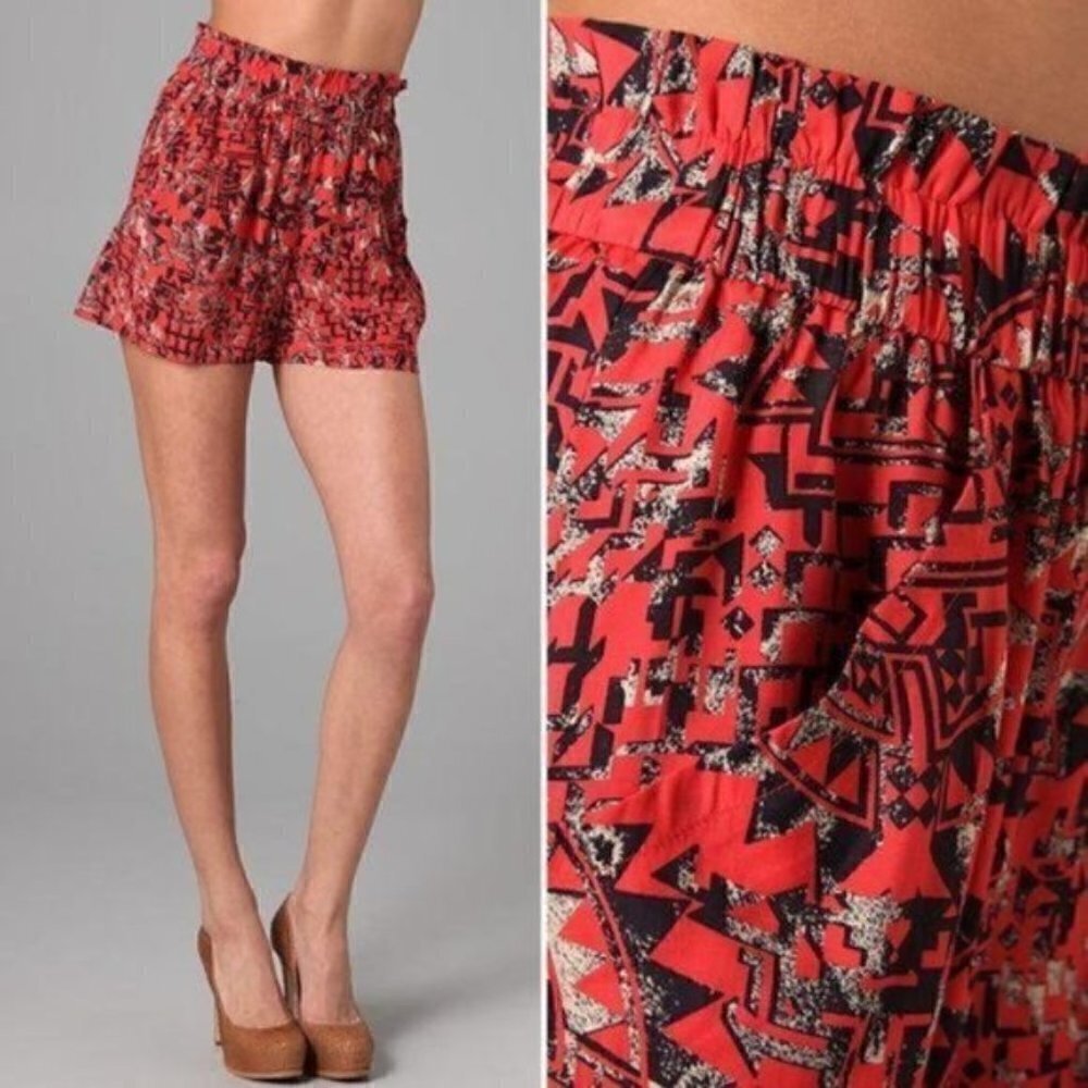 Dolce Vita Red Macie Aztec Printed Soft Shorts Elastic Waist M